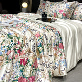 Yeknu  new high-end luxury silky Sleeping naked digital printing washed silk style Bedding Set Duvet Cover Bed Sheet Pillowcases