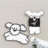 Yeknu Running Dog Wall Clocks Cartoon Acrylic Fashion Watches Cute Puppy Animal Wall Clock Living Room Bedroom Home Decor Kids Gift