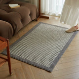 Yeknu  Long Tufting Loop Weave Bedroom Rug Black White Carpet Doormat Bedside Mat Floor Non Slip Foot Tidy Pad Aesthetic Home Decor