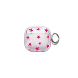 Yeknu  Cute colored sticker pink star shaped transparent TPU headphone case protective cover, anti drop with keychain