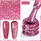 Yeknu  10ml Gold Glitter Gel Nail Polish Crystal Semi Permanent Soak Off UV Gel Varnish Nail Art Manicure Base Top Coat