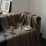 Yeknu  1pc Blanket 100% Cotton Sofa Towel Tassels Bed Linen Solid Color Shawl manta Skin-friendly Plaid Home Blankets
