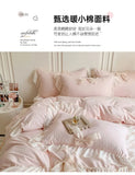 Yeknu French Princess Style Bedding Sets Ruffle Lace Bow Quilt Cover Romantic Bedclothes Decor Woman Girls Bedroom Duvet Cover 4pcs