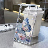 Yeknu  Gold Butterfly Phone Case For iPhone 17 16 15 11 13 12 14 Pro Max 16e Air 7 8 Plus XR SE Soft TPU Transparent Cover