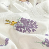 Yeknu  Textiles Soft Four-piece Bedding Set Pillowcase Purple Washed Cotton Flower Duvet Cover for Children Women Men Bed Sheet