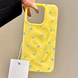 Yeknu  Ins Polka Dot Soft Ultra Slim Case for iPhone 15 16 17 Pro Max 14 Plus Wave Point Pattern Shockproof TPU Cover for iPhone 17Pro
