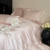 Yeknu High-end Embroidered 100% Lycell Fibre Bedding Set Pure Plant Fibres Skin-friendly Duvet Cover Set Soft Quilt Cover Pillowcases