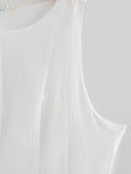Yeknu  European And American Style Women's White Dress Sleeveless Summer Large Hem Ruffled Puffy Dress