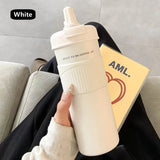 Yeknu  650ml Fashion Stainless Steel 316 Thermal Flask With Straw Leak-Proof Coffee Tea Cold Drink Car Thermal Bottle Travel Tumbler