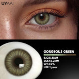 Yeknu  2Pieces Colored Contact Lenses Bueatiful Pupil Color Circle Lens Green Iris Prescription Yearly New Color Contact Lens