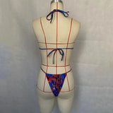 Yeknu  new Women Bikini Two Piece Summer Sexy Printed String Halter Neck High Waist Tie Up Backless Thong Vacation Beach Swimsuit