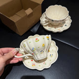 Yeknu  European Style Retro Ceramic Floral Pattern Coffee Cup Plate Creative Mark Water Cup Home Restaurant Decor English Afternoon Tea