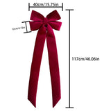 Yeknu  48x111cm Wreath Garland Burgundy Velvet Large Bow Single Loop Christmas Holiday Door Tree Ribbon Ornament Home Party Decoration