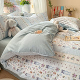 Yeknu  Ins Single Double Queen Size Duvet Cover Flat Sheet Pillowcase Girls Home Totel Bed Linens bedding sets and components