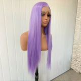 Yeknu  Light Purple Wig Long Silky Straight Synthetic Lace Front Wig Free Part Natural Hairline for Women Daily Party Heat Resistant