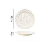 Yeknu  Ceramic Relief Pattern Grape Strawberry Dining Plate French Style Western Pasta Tableware Kitchen Dessert Fruit Salad Plate, 1Pc