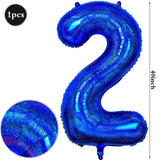 Yeknu  40Inch Navy Blue Number Balloons 0-9 Helium Balloon Laser Dark Blue Figure Golob Birthday Wedding Graduation Decoration Supplies
