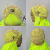 Yeknu  Neon Green Wave Wig Synthetic Lace Wigs Long Loose Curly Lace Frontal Wigs for Women Natural Wave Fluorescen Green Wig Cosplay