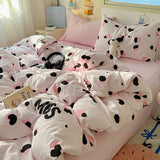 Yeknu INS Cartoon Pattern Bedding Set For adults kids Fluffy pink lovely Flat Sheet With Pillowcases Colorful King Queen Full size