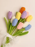 Yeknu  Tulip Artificial Flowers Handmade Crocheted Bouquet Eternal Flowers Birthday Gift for Girlfriend Living Room Decor Faux Fur F...