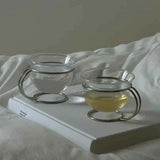 Yeknu  Creative Stainless Steel Stand Coffee Cup Glass Heat-resistant Fair Tea SetinsTrendy Bauhaus Retro Cup