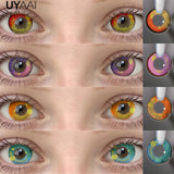 Yeknu  Cosplay Contact Lenses Makeup Colored Pupils Cosmetics Black Lenses Halloween Green Contact Lenses  White Pupils Red lens