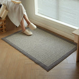 Yeknu  Long Tufting Loop Weave Bedroom Rug Black White Carpet Doormat Bedside Mat Floor Non Slip Foot Tidy Pad Aesthetic Home Decor