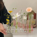 Yeknu Test Tube Vase Small Ornament, Glass Flower Rack,  Light Luxury High-end Flower Hydroponic Flower Arrangement Test Tube Vase