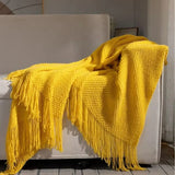 Yeknu 2025 new room tassel towel blanket sofa towel bedside blanket bedside flag hotel blanket