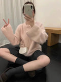 Yeknu  Knitted Autumn Pullover Sweater Women Korean Style Loose Pleated Fashion Ladies Sweaters Long Sleeve Casual Woman Sweater Tops