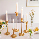 Yeknu  Gold Candlestick Holders Set Of 5, Wedding Birthday Candlelight Dinner Table Centerpiece, Halloween And Christmas Decorations