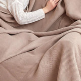 Yeknu  Cotton Honeycomb Towel Blanket 100 Cotton Lightweight Multi Purpose Single Double Bed Summer Comforter Nap Gift Use