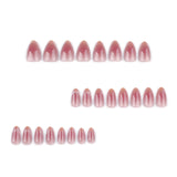 Yeknu  24Pcs Press On Nails Pink Cat Eye Gradient Almond Fake Nails Nude Glitter False Nails Reusable Manicure Set for Women&Girl
