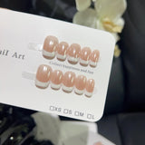 Yeknu  10pcs White French Nails Set Press on Nude Gentle Rhinestone Press on Nails Polka Dot Cream Nail Simple Short Squoval Fake Nails