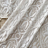 Yeknu  1Pc,Chic French Retro Romantic Lace Curtain with Tassels Geometric Embroidery, Rod Pocket Design for Living Room & Bedroom Decor