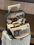 Yeknu  Elegant Women's Standing Makeup Bag Large Capacity Cosmetic Storage Travel Portable Toiletry Bag with Brush Organizer
