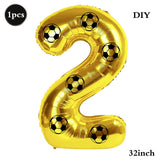 Yeknu  Soccer Birthday Party Decoration Multi Color Number 7 Balloon 32Inch 1 2 3 4 5 6 7 8 9 Digit Football Balloon Large Figure Golob