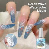 Yeknu  White Watercolor Ocean Wave Gel Polish 10ml Nail Poke Lace Hollow Gradient Soak Off UV Nail Art Semi-Permanent