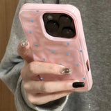 Yeknu  Ins Polka Dot Soft Ultra Slim Case for iPhone 15 16 17 Pro Max 14 Plus Wave Point Pattern Shockproof TPU Cover for iPhone 17Pro