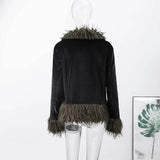 Yeknu  Vintage Patchwork Women's Faux Fur Coat Urban Full Sleeve Elegant Thicken Female Jacket Autumn Winter Lady Streetwear
