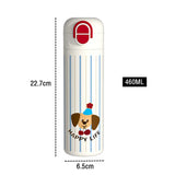Yeknu  460ml Cartoon Stainless Steel 316 Vacuum Flask With Straw Leak-Proof Double Drink Kids Student Water Bottle Travel Tumbler