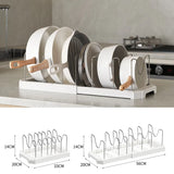 Yeknu  Expandable Kitchen Cabinet Pot Organizer Rack Multi-purpose Adjustable Divider Pans Frying Pan Holder Bowl Shelf