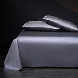 Yeknu  100%Egyptian Cotton Reversible Silver Purple Duvet Cover 4Pcs Luxury Soft Bedding Set Solid Color Duvet Cover Sheet Pillowcases