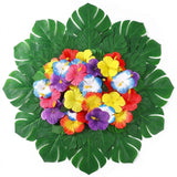 Yeknu  Hawaiian Luau Party Decorations Artificial Tropical Monstera Leaves and Hibiscus Flowers for Summer Beach Jungle Theme Birthday