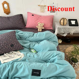 Yeknu  Mixed and matched small floral fiber washed cotton solid color four-piece quilt cover girl heart 1.5m 1.8 sheets
