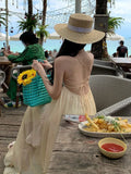Yeknu  New Halter Neck Sequin Suspender Dresses Women Irregular Flowing Seaside Beach Holiday Dress Casual Summer Female Vestidos
