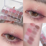 Yeknu  12 Colors Pearly Shiny Sequins Shadow Eye Pigments Purple Glitter Eyeshadow Palette Party Long Lasting Makeup Eyeshadow Palette