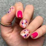 Yeknu  24Pcs Short Almond Press-On Nails Pink Floral French Tip Glossy&Elegant Full Cover Fake Nails for Women&Girls Spring,Daily Wear