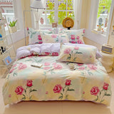 Yeknu  Cotton printing four-piece quilt cover student dormitory single bed sheet bedding three-piece set