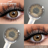 Yeknu  Myopia Lenses 1 Pair Colored Contact Lenses with Degree Natural Eye Contacts Brown Lenses Gray Pupils Yearly Disposable